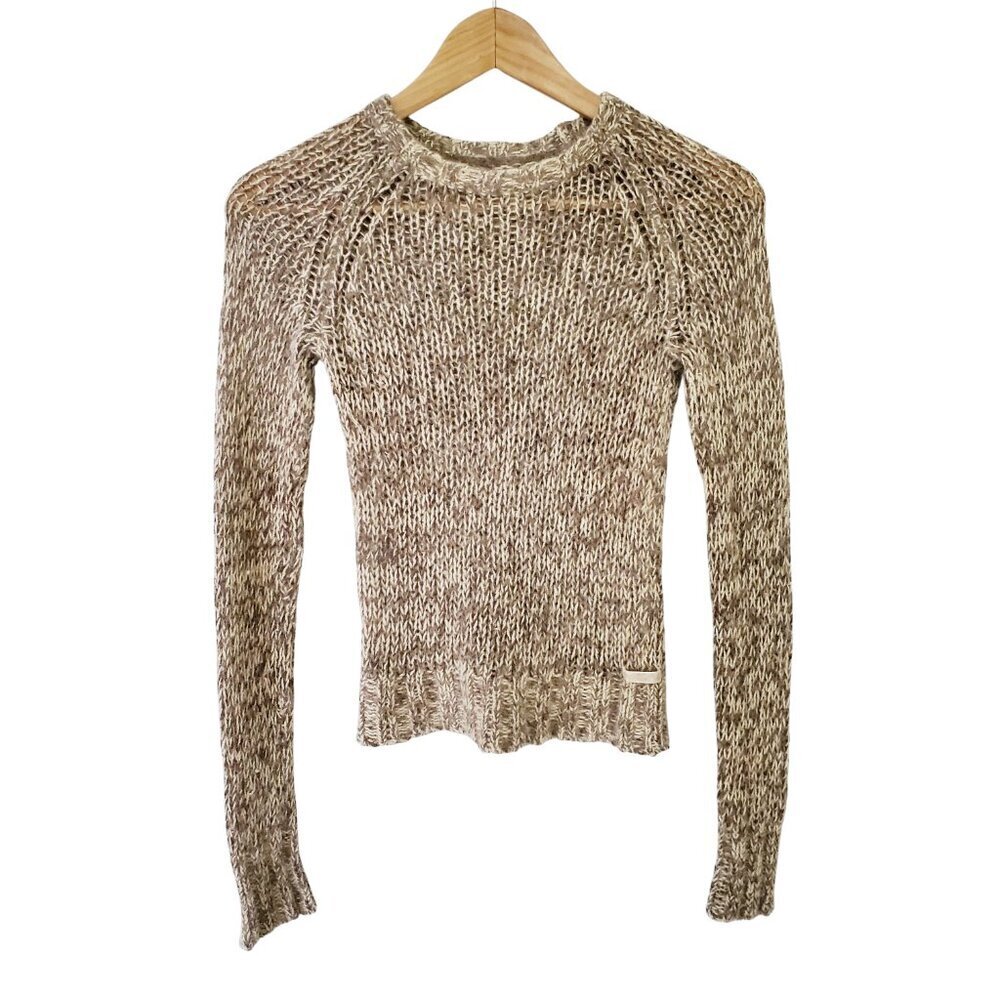 American Eagle Angora Rabbit Hair Wool Blend Form Fitting Open Weave Sweater XS - Picture 2 of 14